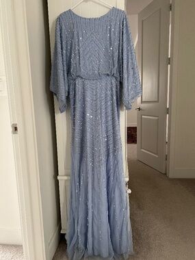 Blue Sequin Batwing Dress